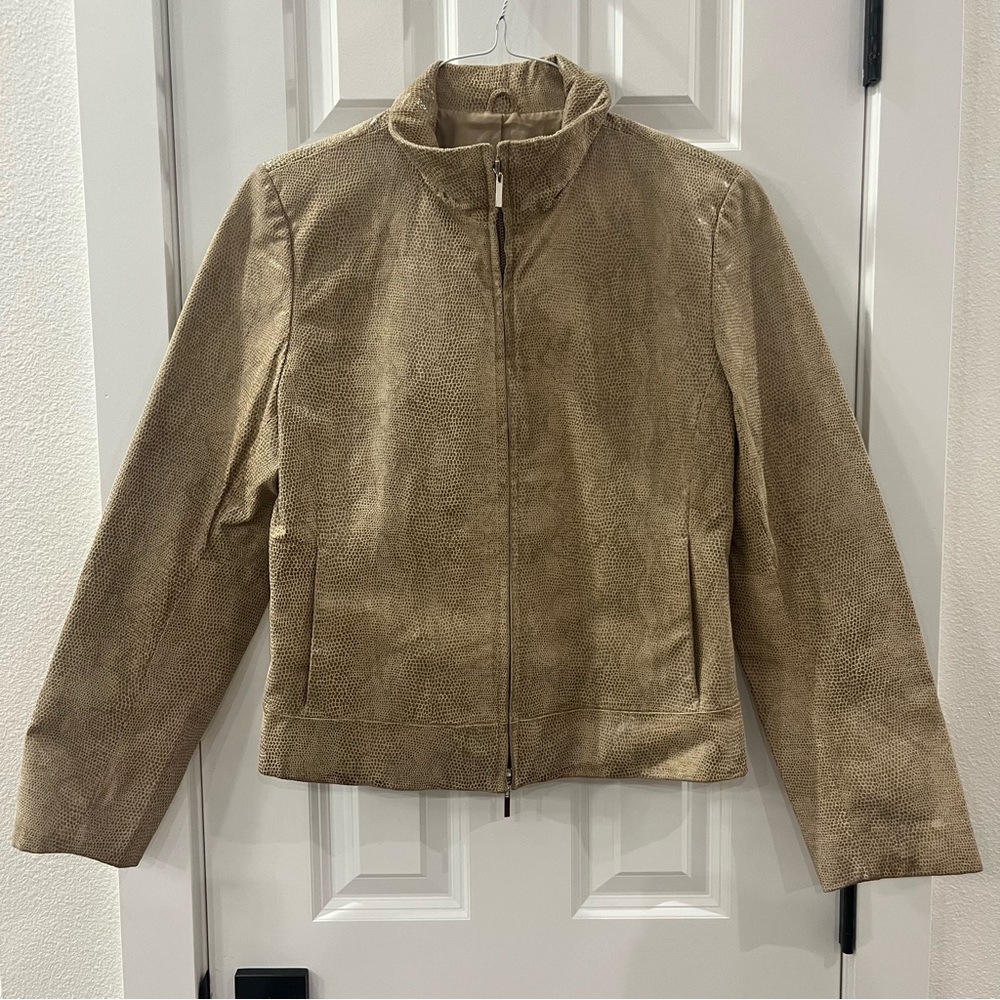 JLC New York Leather Animal Print Jacket size M